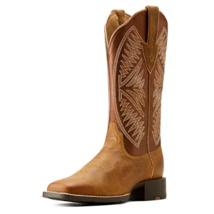 Ariat Women's Round Up Ruidoso Western Boot, Matte Pearl Suede/Cedar Roughout, 8