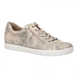 Caprice Leather Lace & Zip Up Classic Trainer Pump With Silver Trim