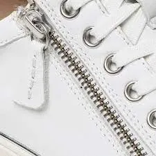 Caprice Leather Lace & Zip Up Classic Trainer Pump With Silver Trim