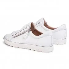 Caprice Leather Lace & Zip Up Classic Trainer Pump With Silver Trim