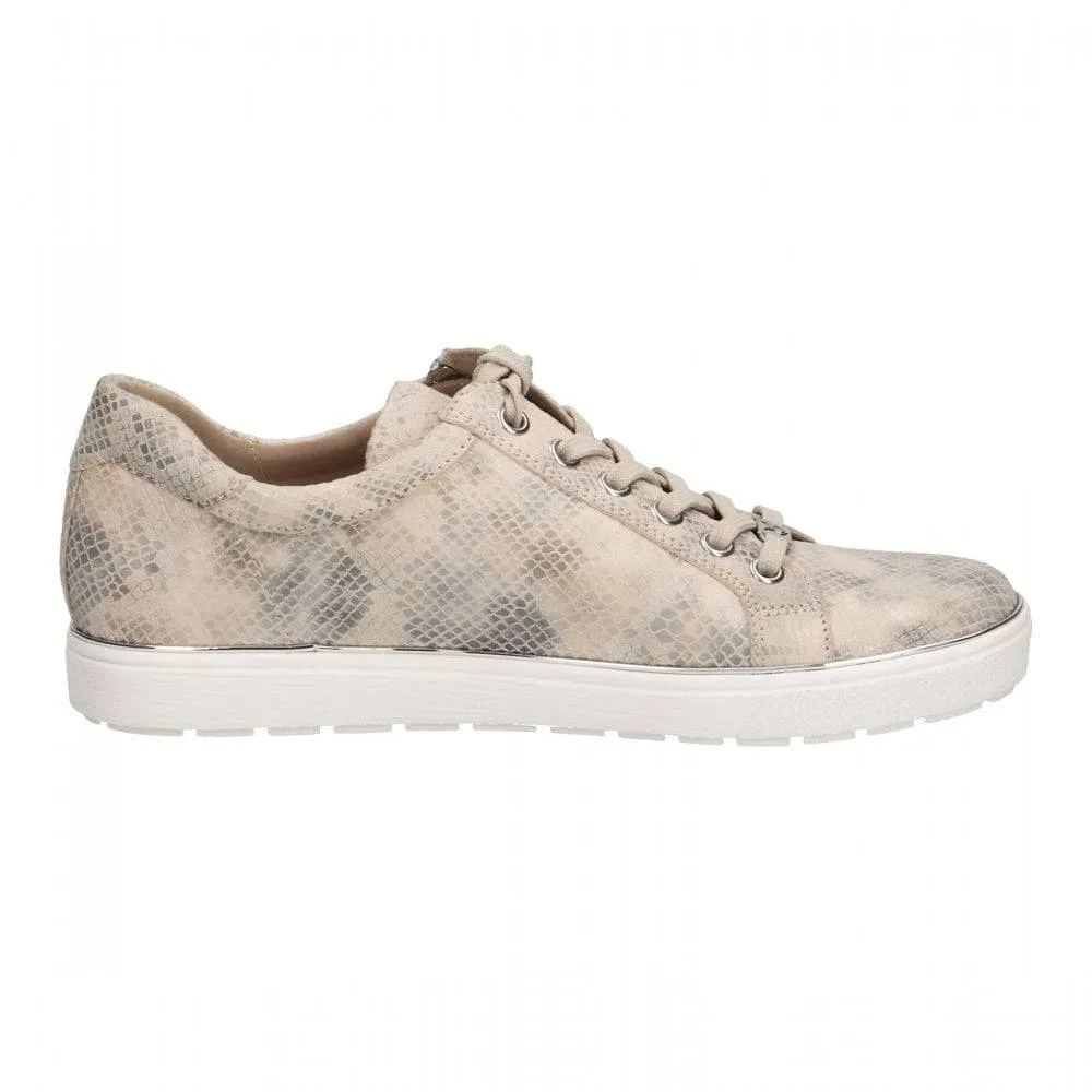 Caprice Leather Lace & Zip Up Classic Trainer Pump With Silver Trim