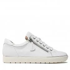Caprice Leather Lace & Zip Up Classic Trainer Pump With Silver Trim