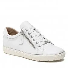 Caprice Leather Lace & Zip Up Classic Trainer Pump With Silver Trim