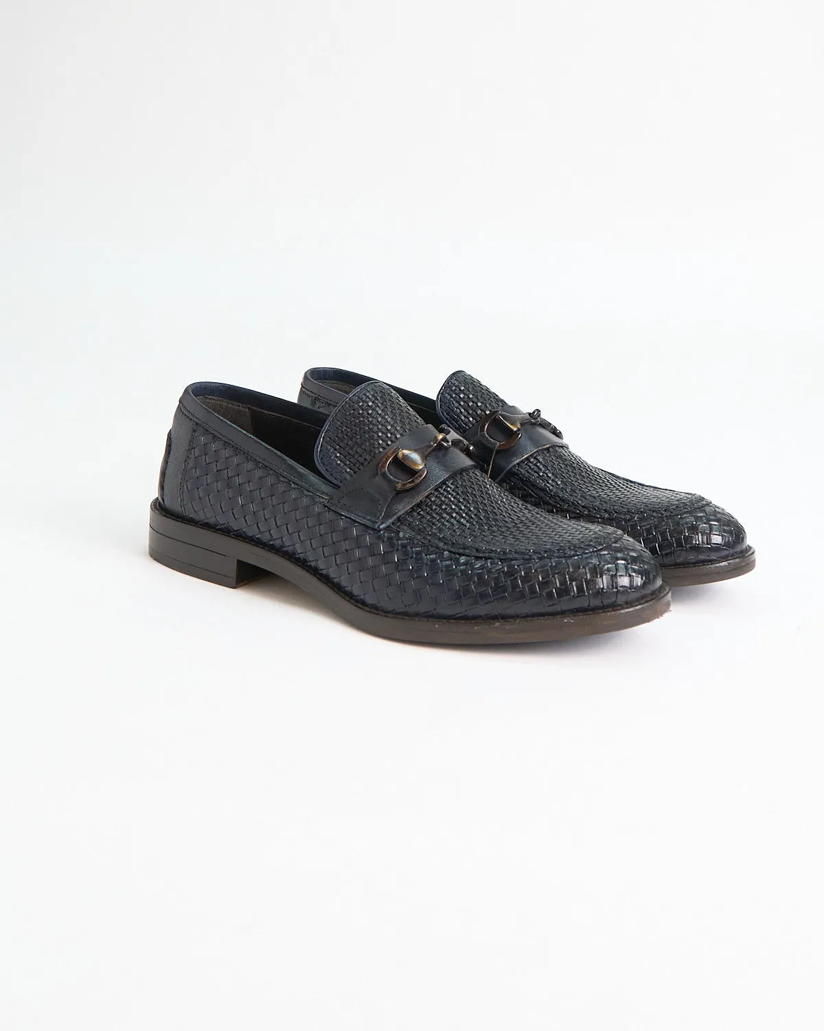 Casablanca Sheepskin Basketwoven Horsebit Loafers