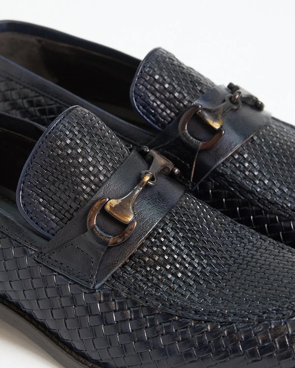 Casablanca Sheepskin Basketwoven Horsebit Loafers