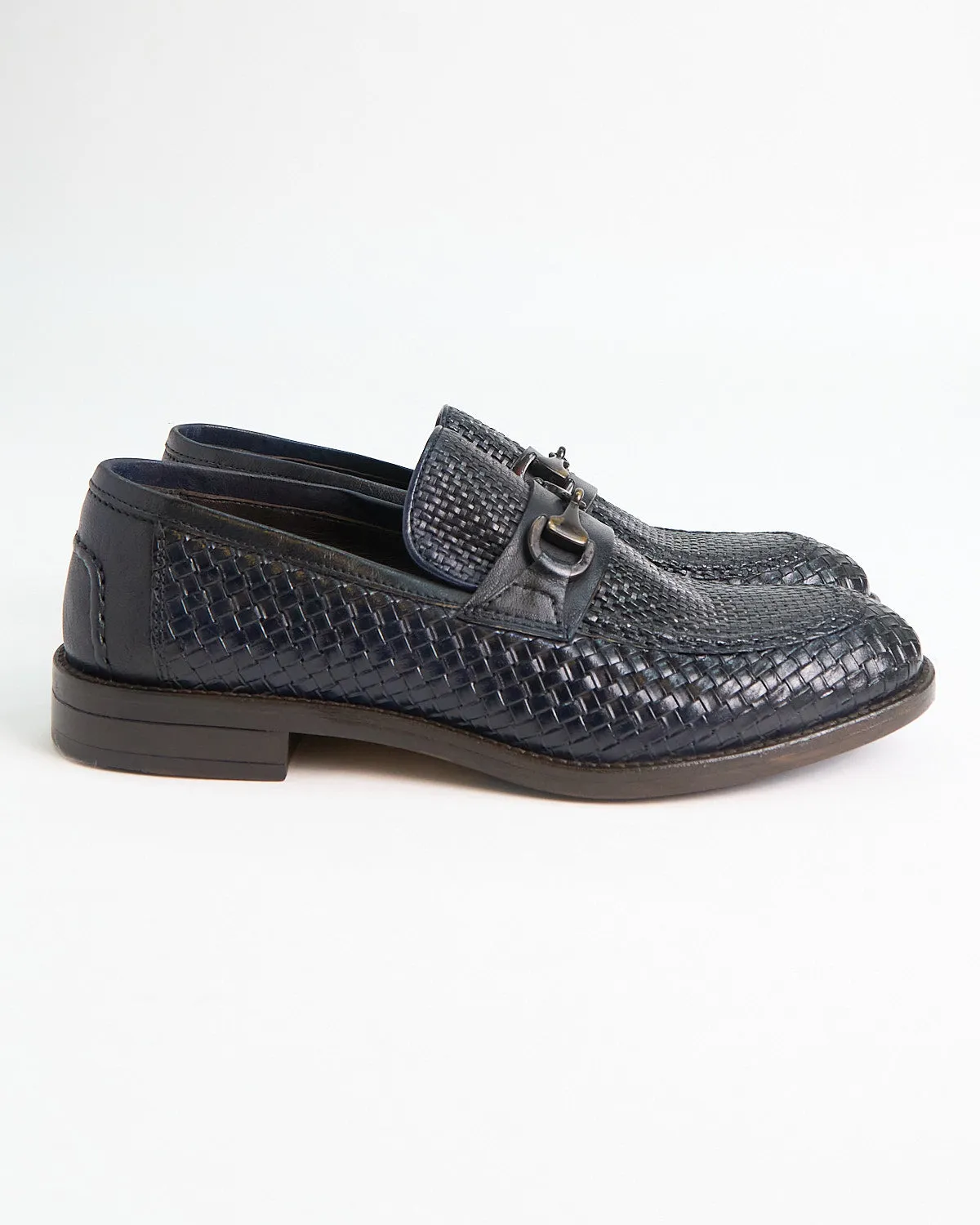 Casablanca Sheepskin Basketwoven Horsebit Loafers