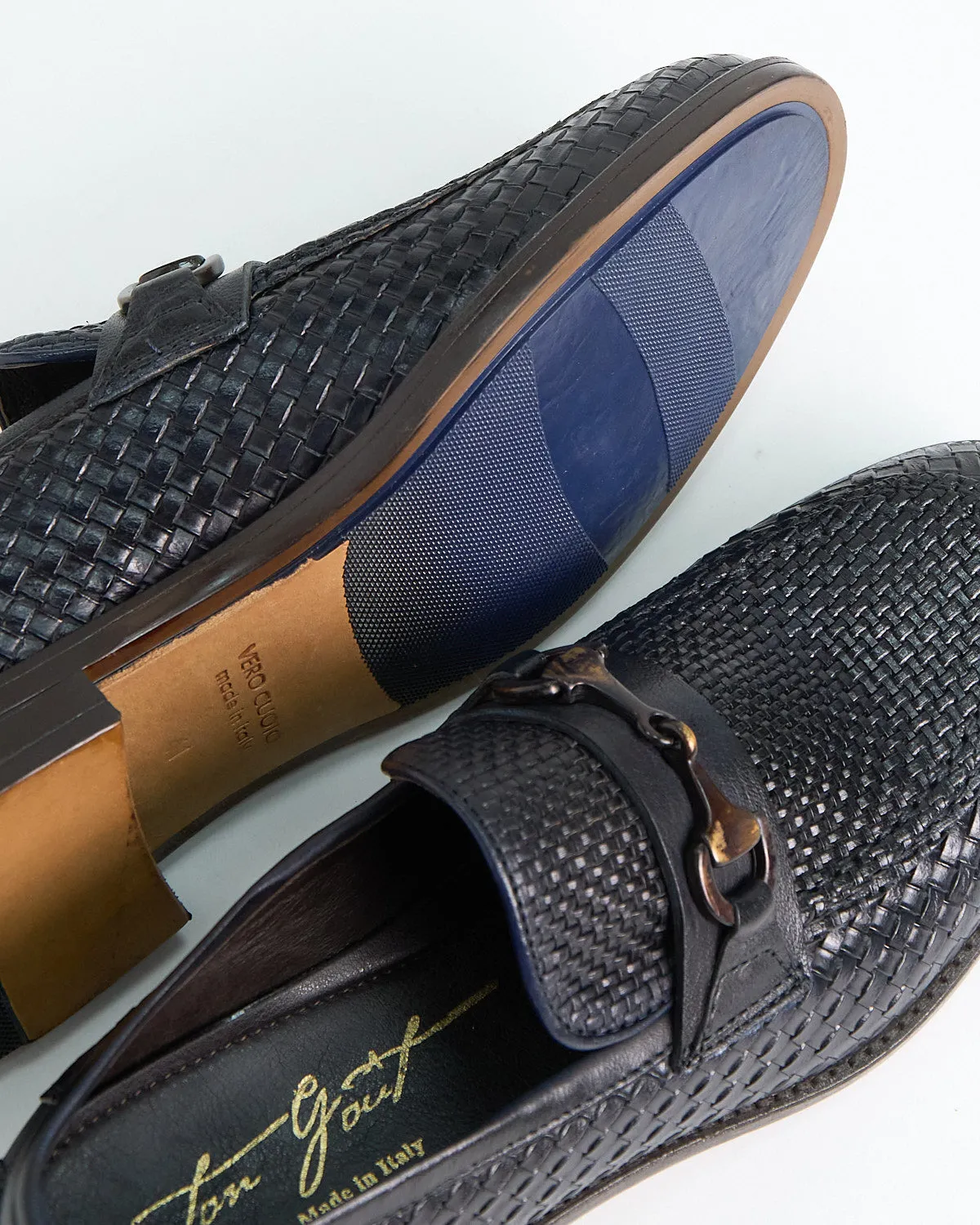 Casablanca Sheepskin Basketwoven Horsebit Loafers
