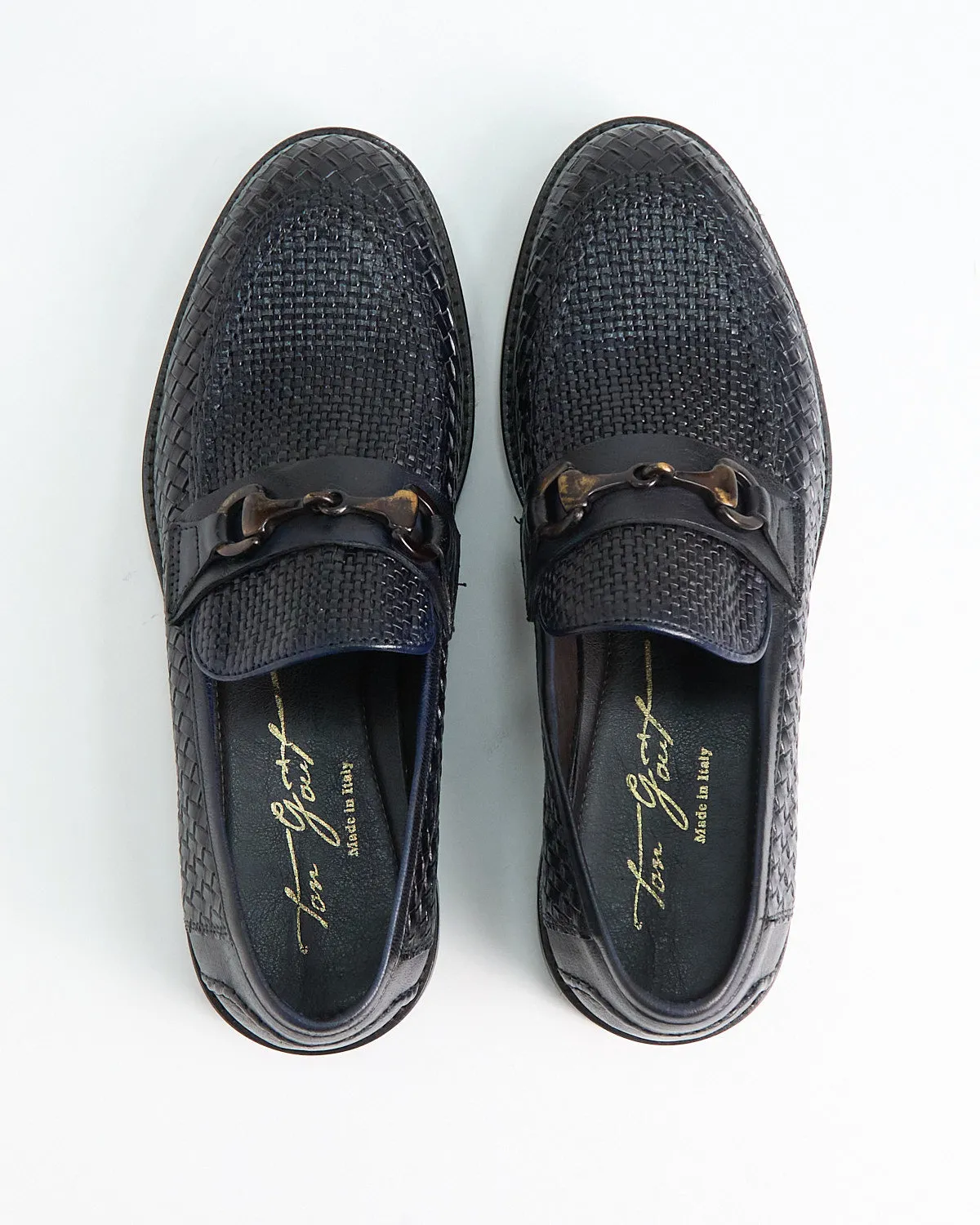 Casablanca Sheepskin Basketwoven Horsebit Loafers
