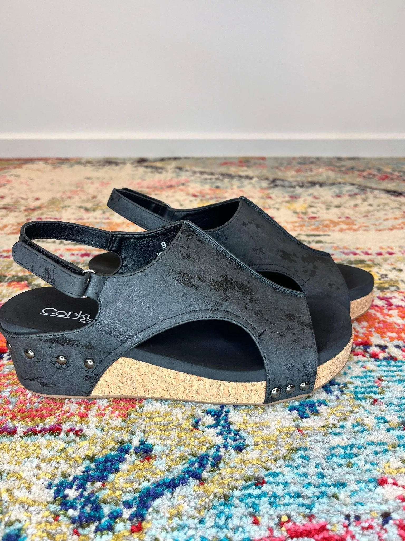 Corky's Footwear Volta II Wedge Sandal - Black Metallic