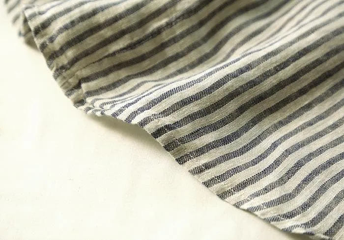 Cotton and Linen Casual Striped Blouse  | Zen