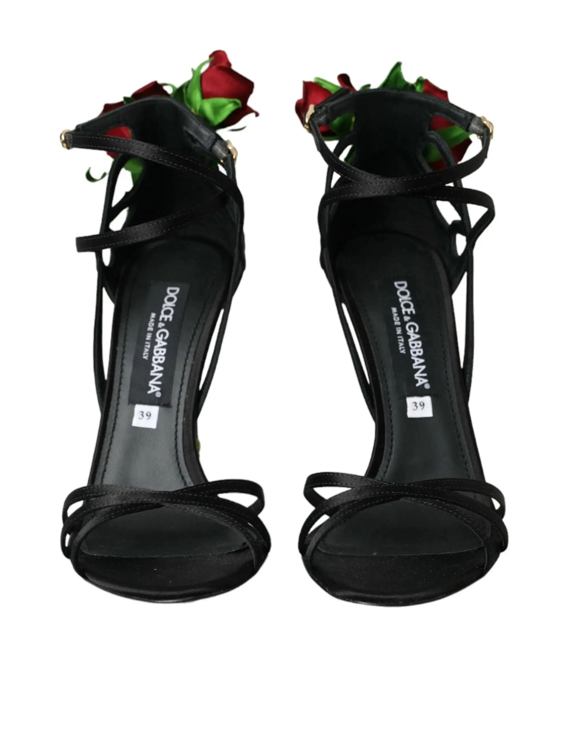 Dolce & Gabbana Black Floral Satin Heels