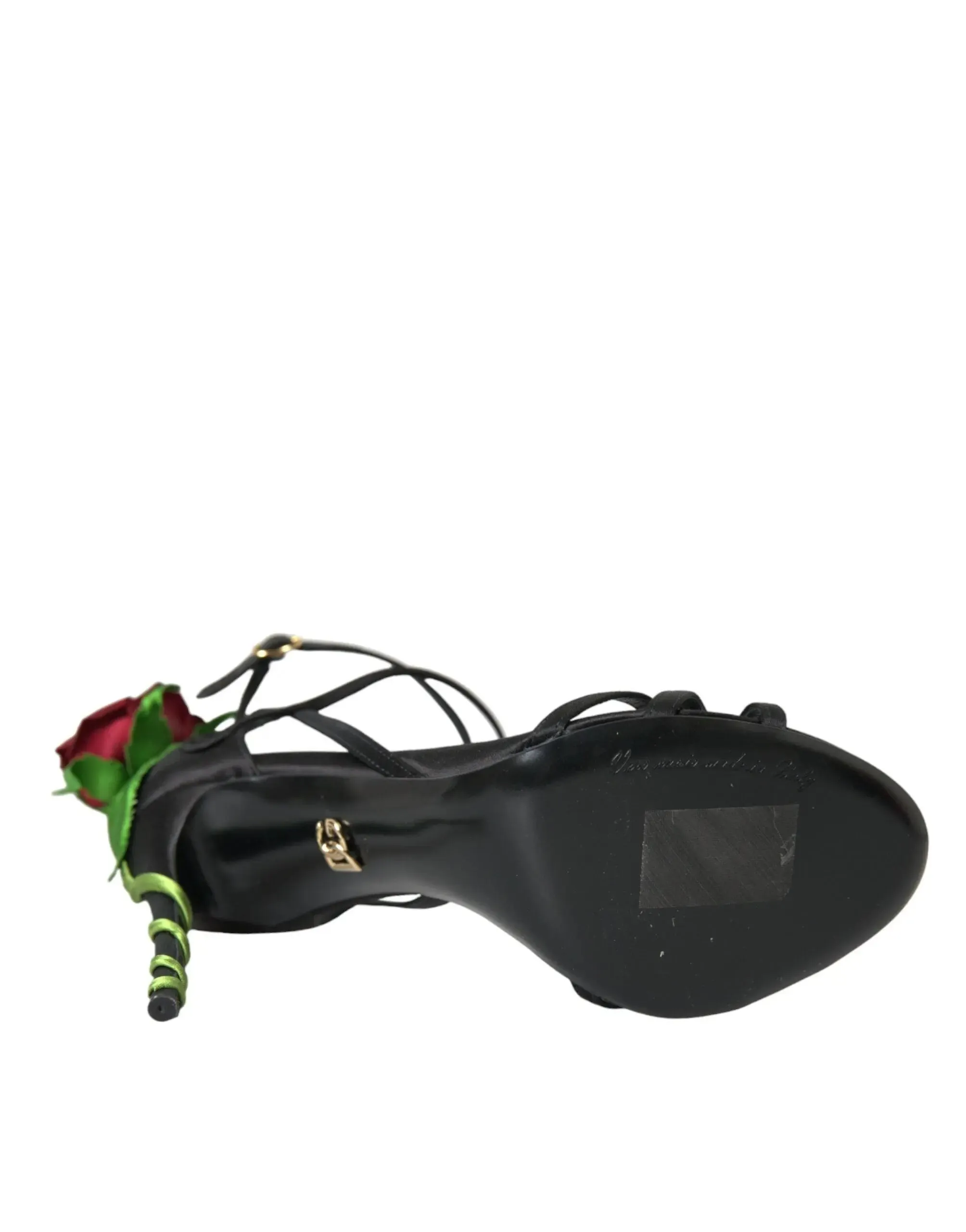 Dolce & Gabbana Black Floral Satin Heels