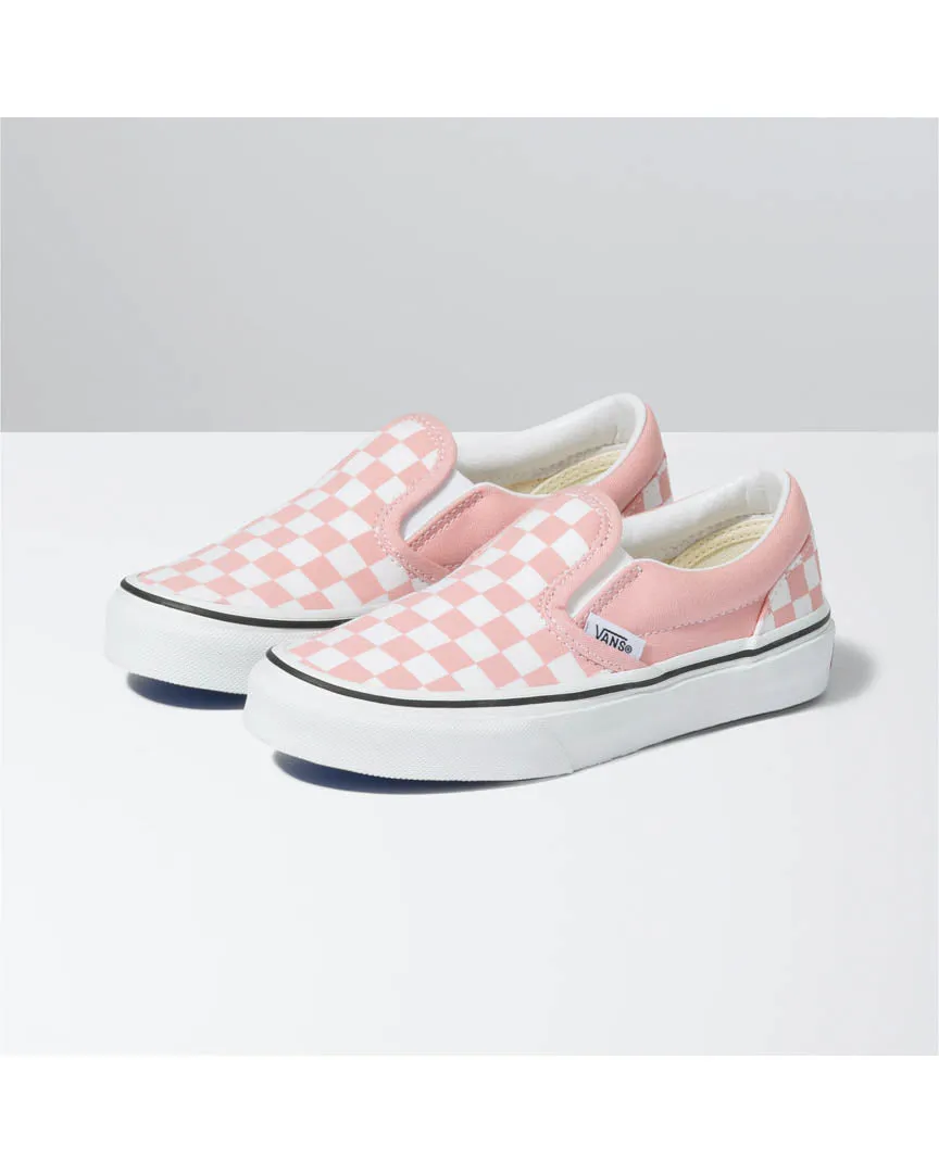 Kids Classic Slip-On Shoes - Checker/Pink