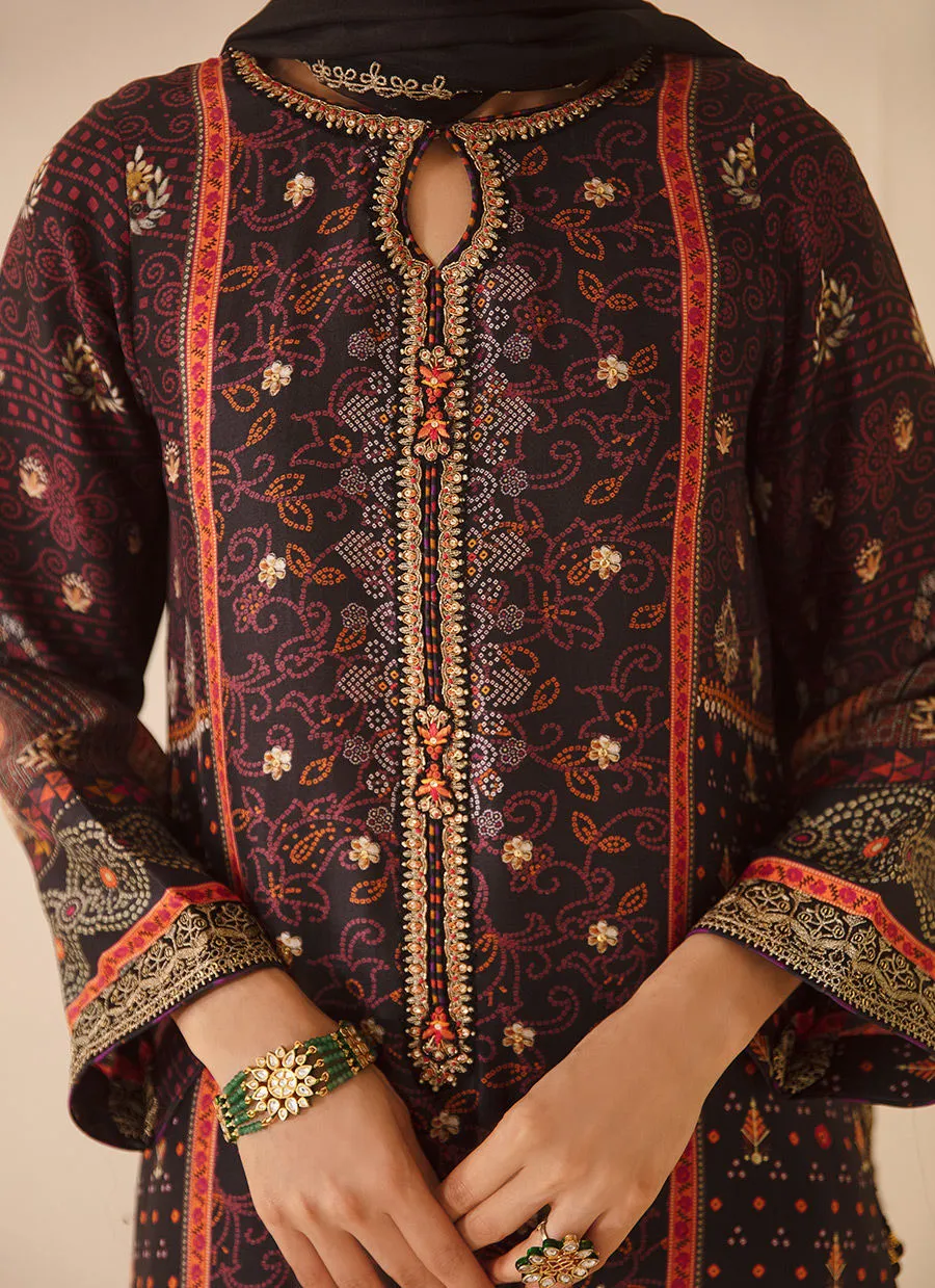 Mayna Festive Luxe Pret 23 - Dama Onyx Shirt And Dupatta