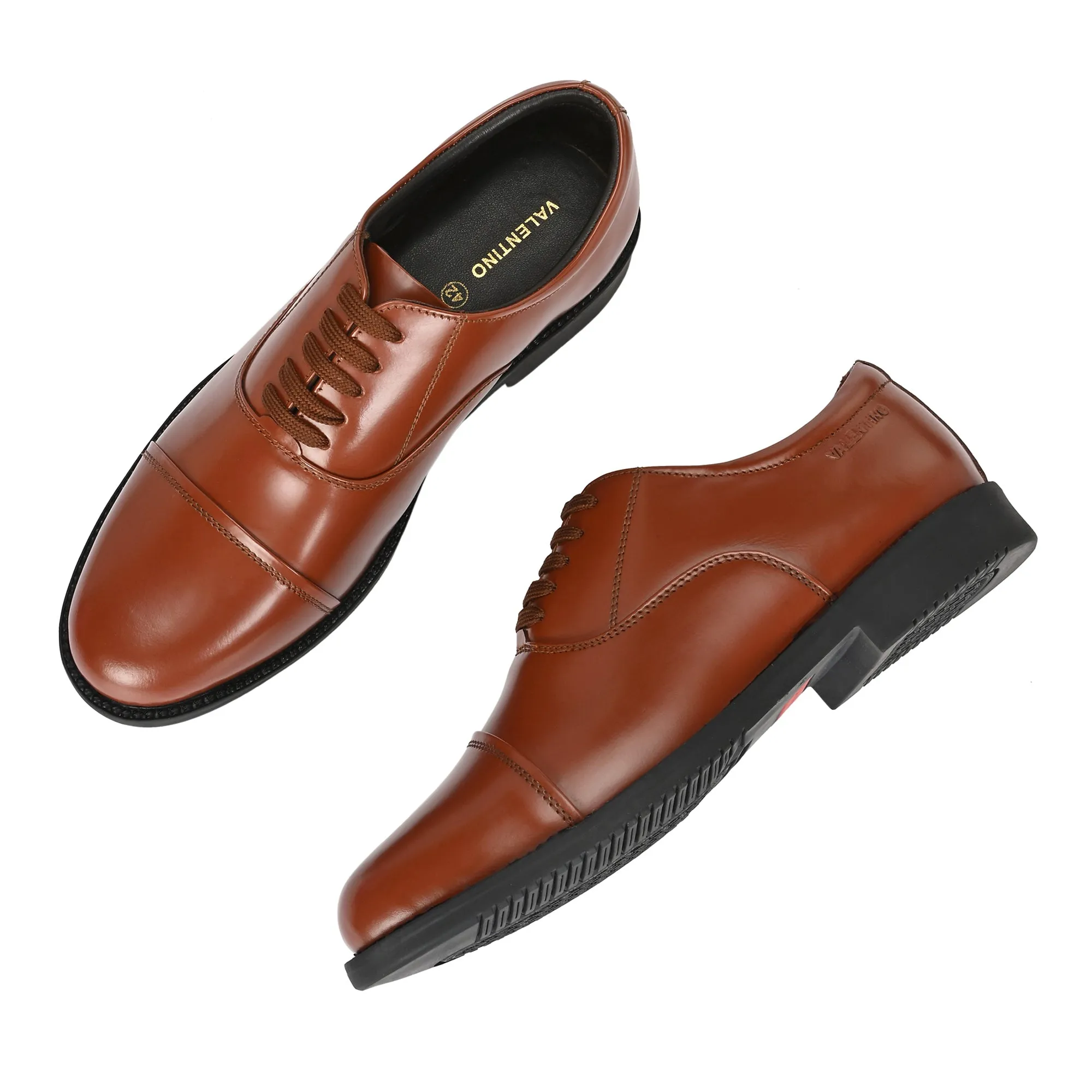 Men Premium Leather Tan Oxford Police Shoes | Available in Sizes 5 UK to 12 UK (Uniform-61-Tan)