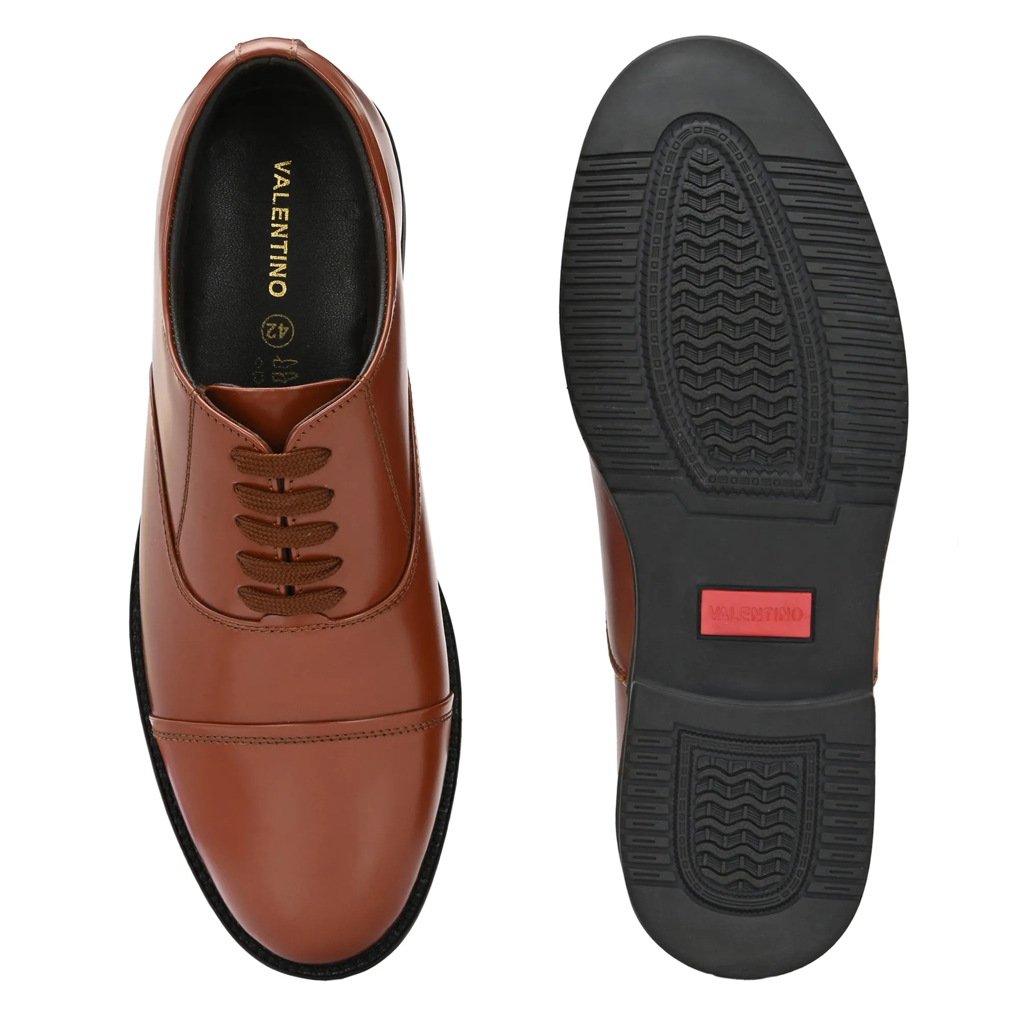 Men Premium Leather Tan Oxford Police Shoes | Available in Sizes 5 UK to 12 UK (Uniform-61-Tan)