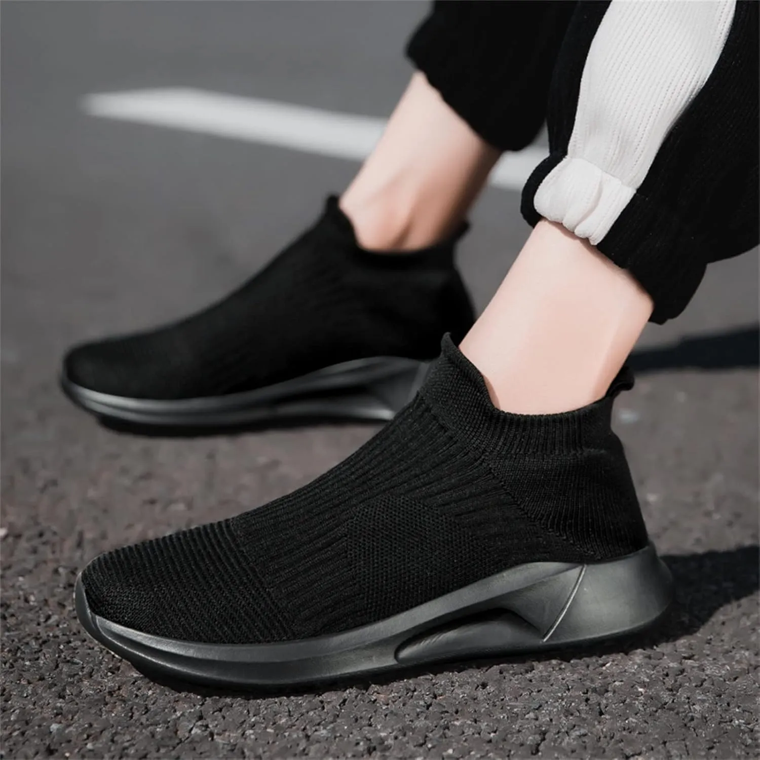 Men's Stretch Memory Foam Shoes Comfortable Breathable Lightweight Tennis Shoe Convenient Elderly Slip On Shoes