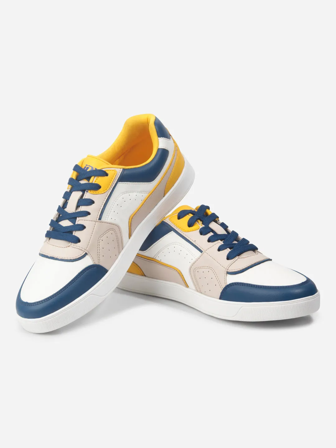 Men's White Beige Lace Up Fashion Sneakers (IX6013)