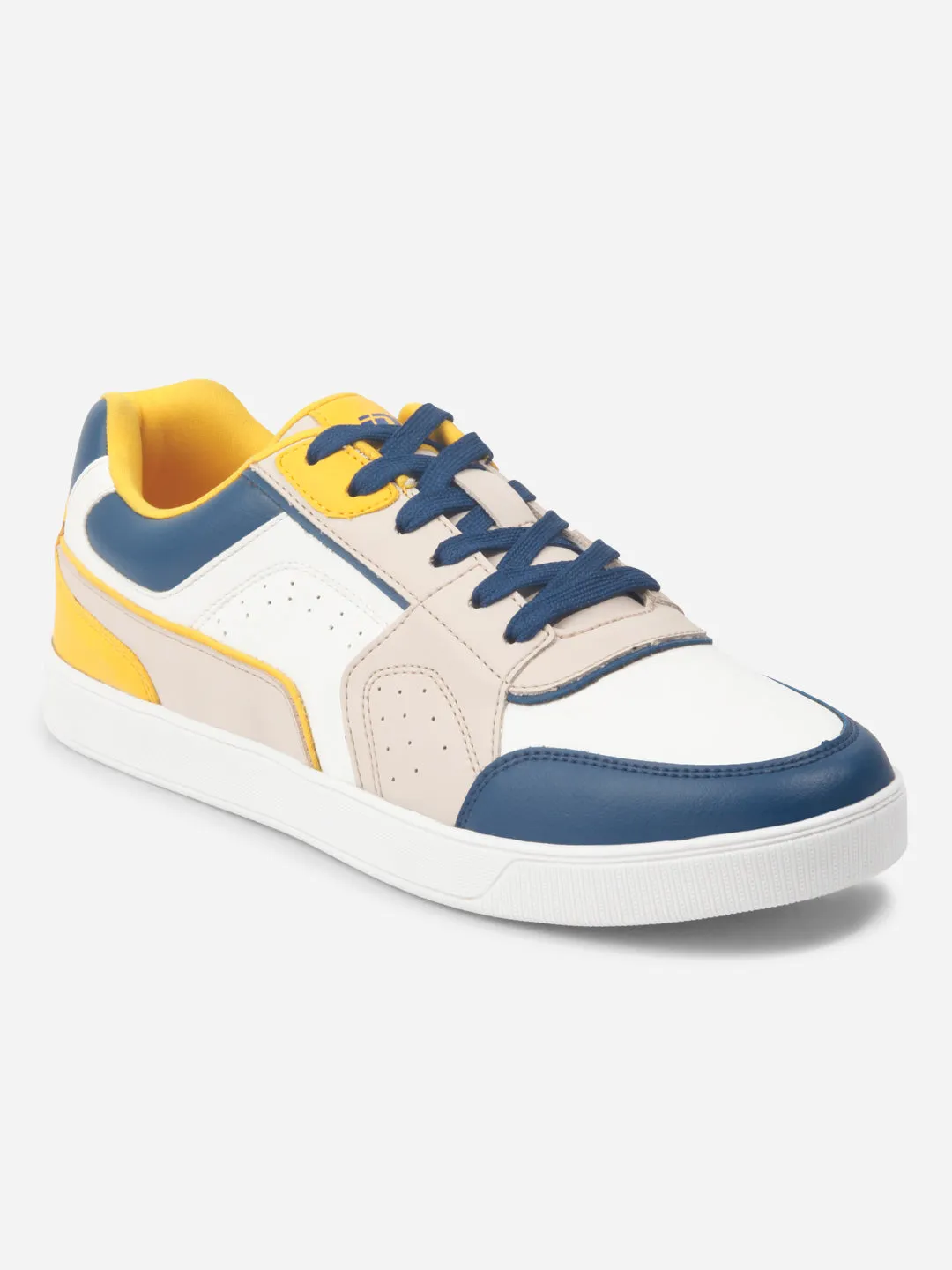 Men's White Beige Lace Up Fashion Sneakers (IX6013)