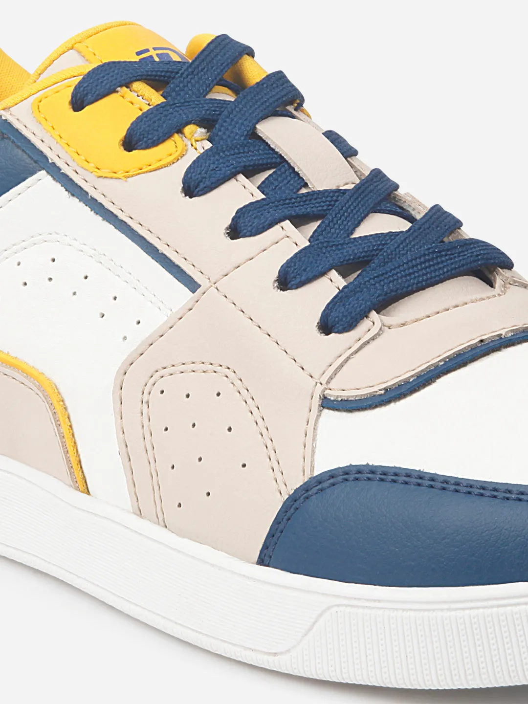 Men's White Beige Lace Up Fashion Sneakers (IX6013)