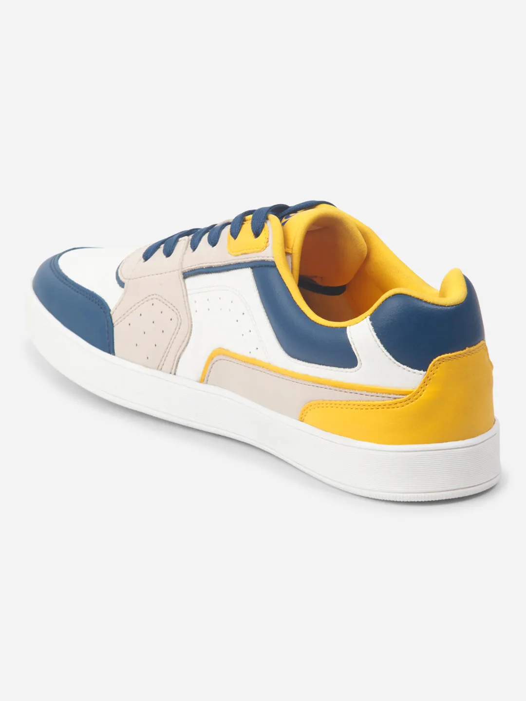 Men's White Beige Lace Up Fashion Sneakers (IX6013)