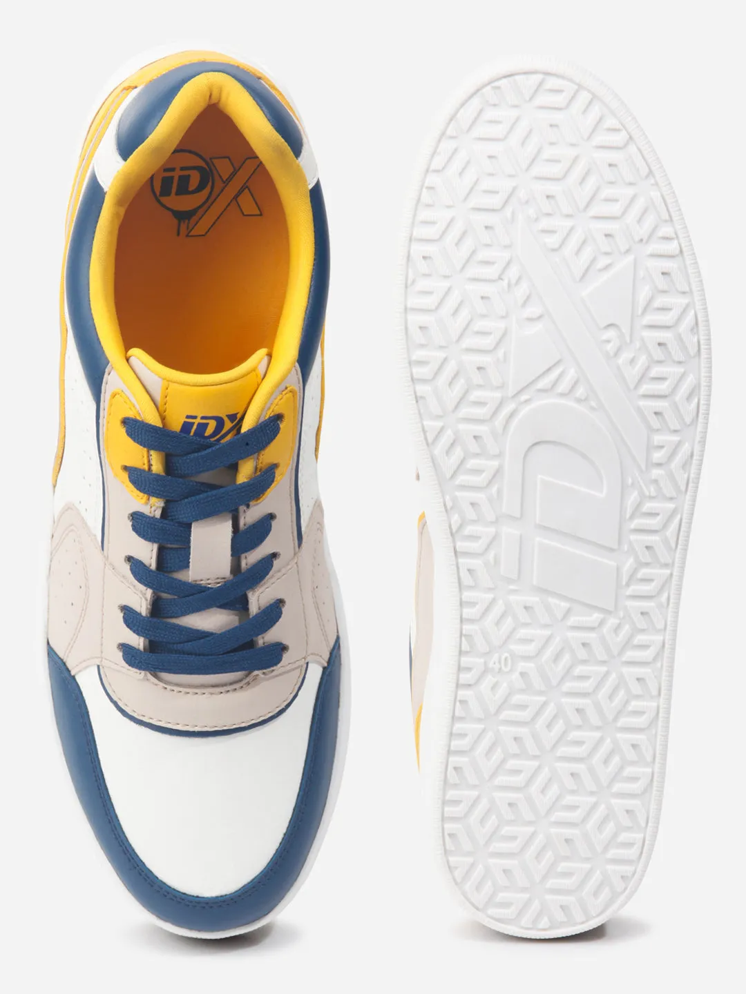 Men's White Beige Lace Up Fashion Sneakers (IX6013)