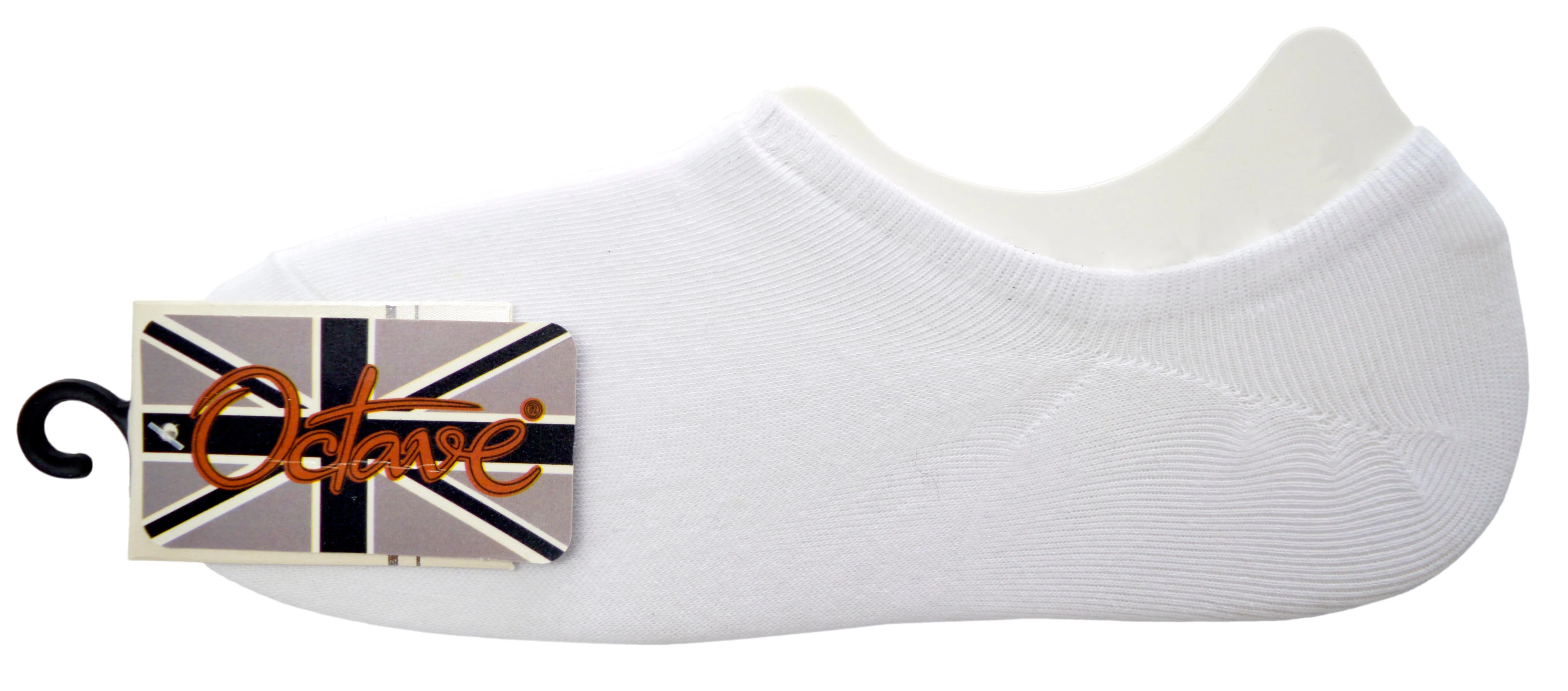 OCTAVE Unisex Plain Invisible Trainer Liner Socks - 12 Pack White