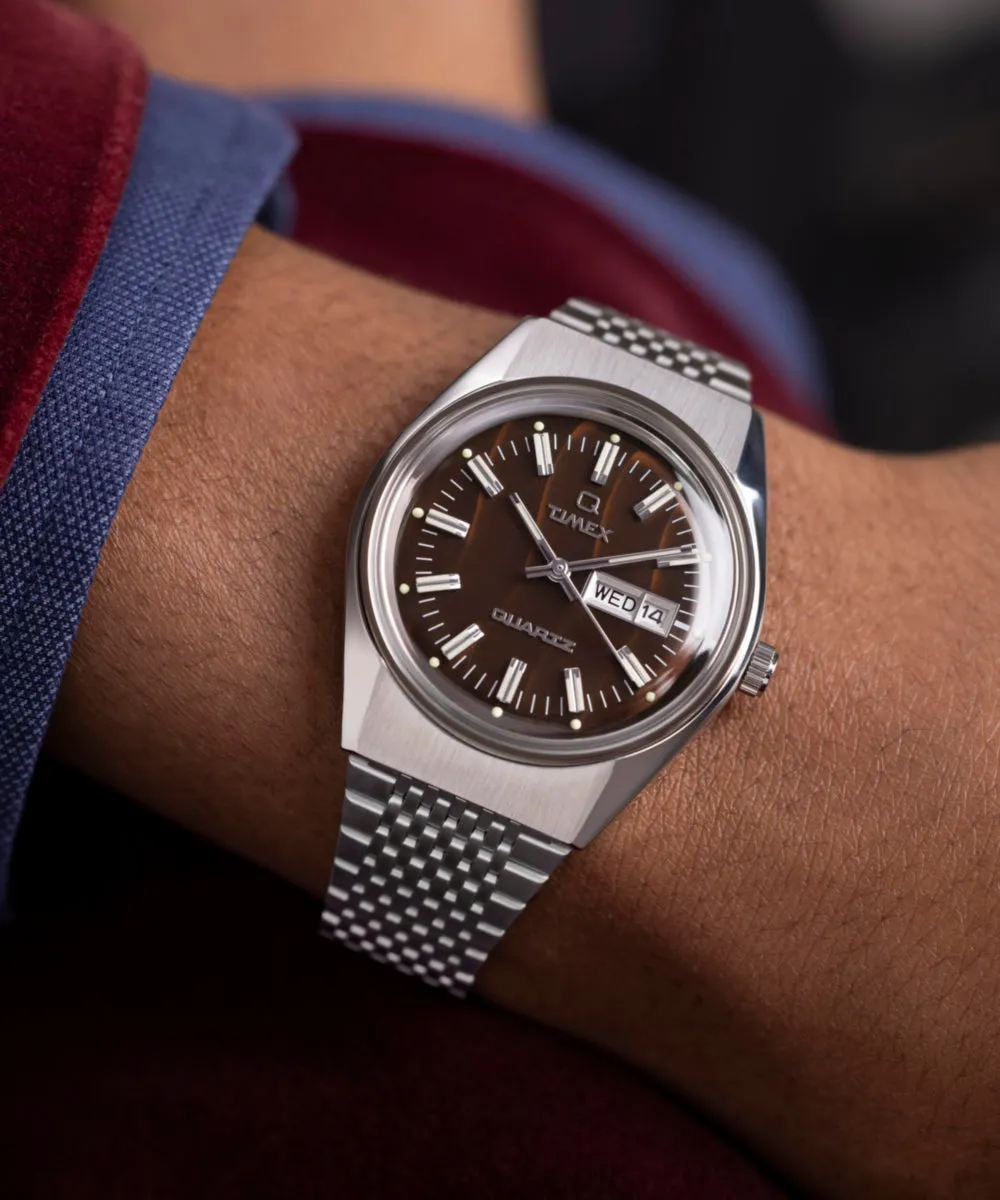 Q Timex® Falcon Eye 38mm Stainless Steel Bracelet Watch 