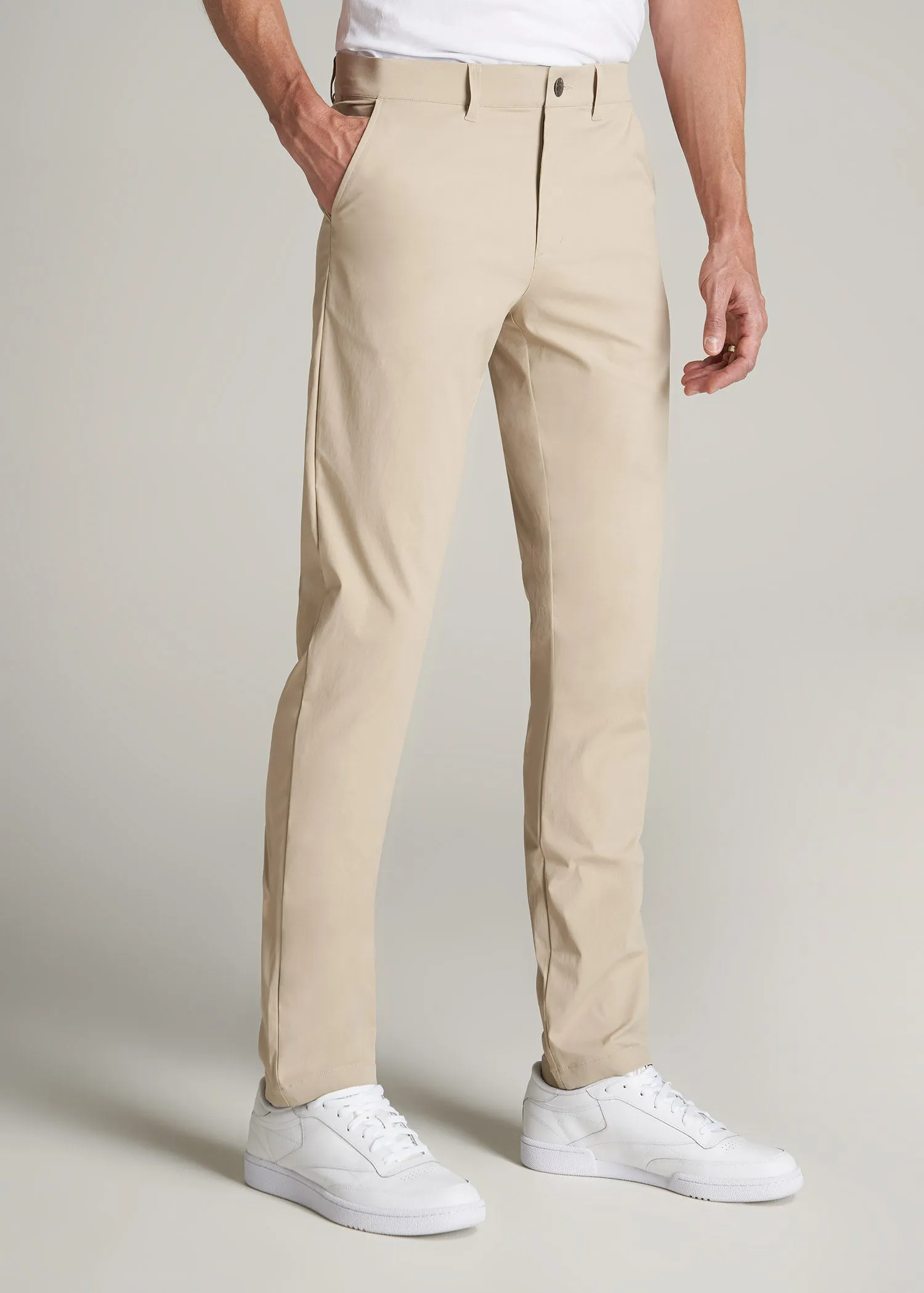 TAPERED FIT Traveler Chino Pants for Tall Men in Light Khaki