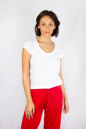 V Katie SS Tee in White