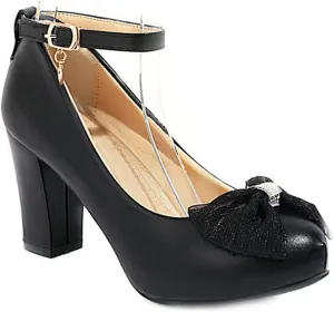 VOKLIN Women's Girls Lolita Ankle Strap Mary Jane Pumps Sweet Bow Block High Heel Princess Oxford Dress Shoes