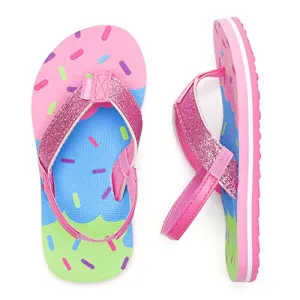 Watelves Girls & Boys Kids Flip Flop summer Slide Sandals Slip on Suitable for Bath Shower Beach pool (Little Kid/Big Kid) (Ice cream, 28/29)