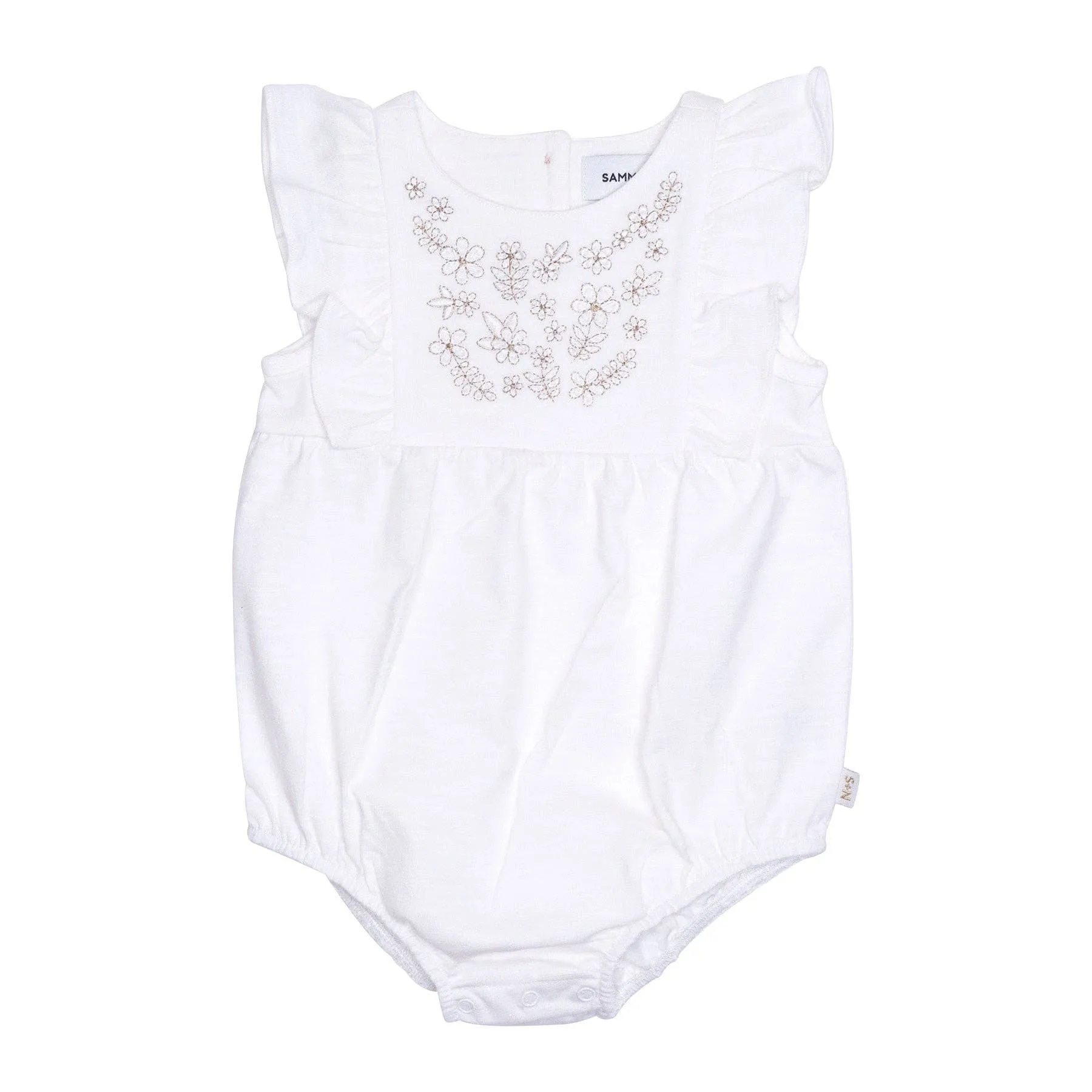 White Floral Embroidered Bubble