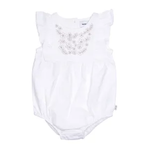 White Floral Embroidered Bubble